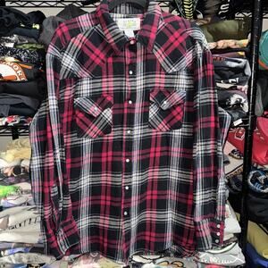 Vintage Alaska 1959 Wilderness Gear Plaid Red Pearl Snap Button Down Shirt Xl